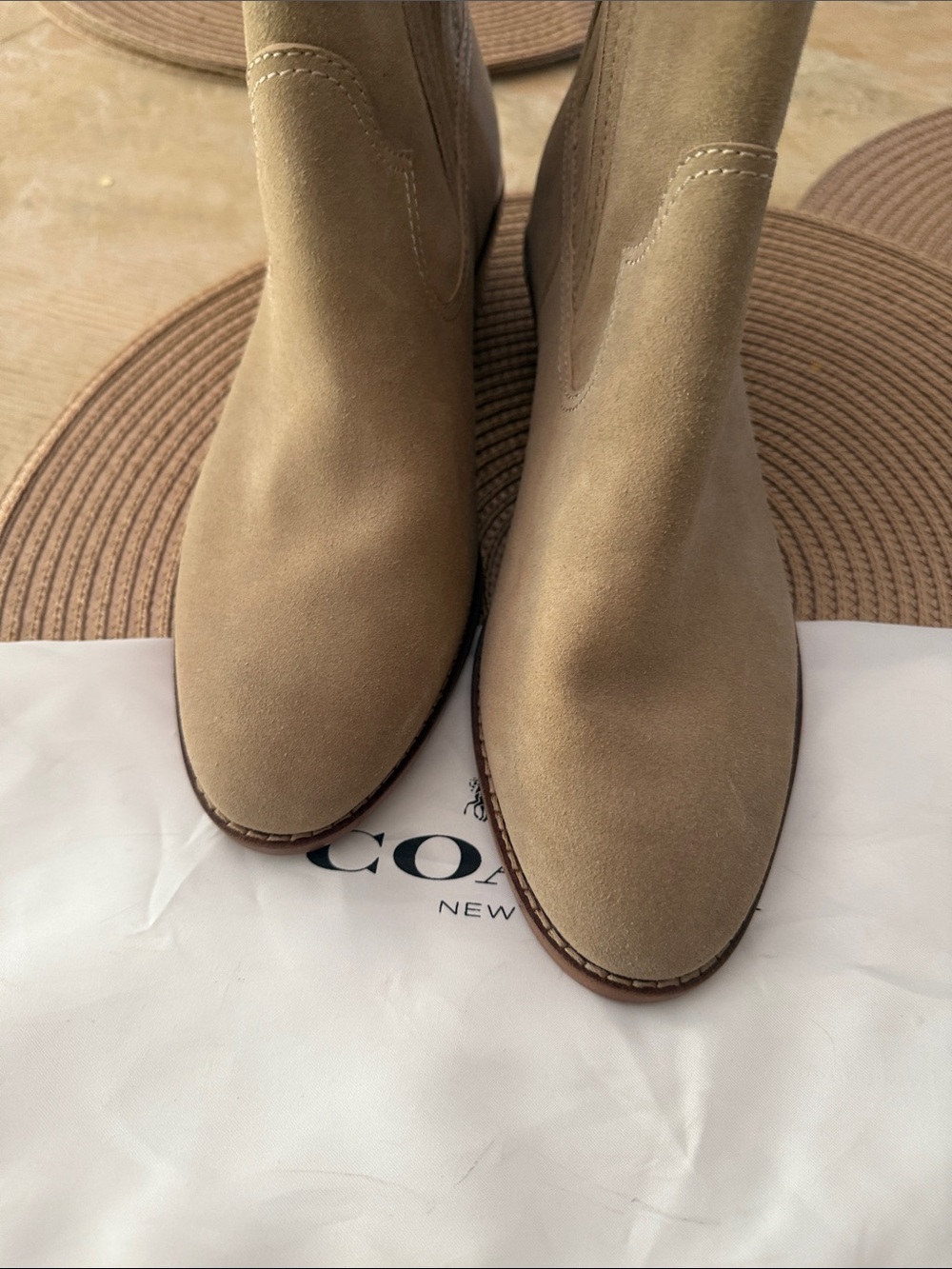COACH 🔥 DANIELA suede tan calf booties - Picture 3 of 7